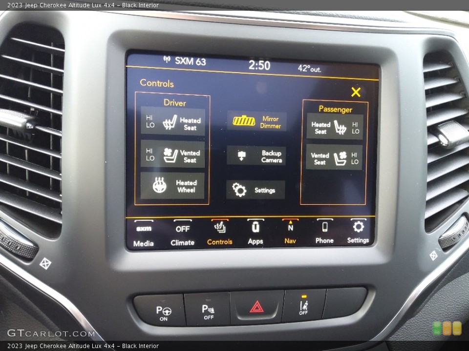 Black Interior Controls for the 2023 Jeep Cherokee Altitude Lux 4x4 #145358292