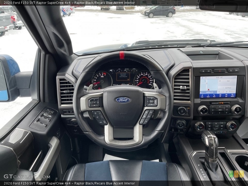 Raptor Black/Recaro Blue Accent Interior Steering Wheel for the 2020 Ford F150 SVT Raptor SuperCrew 4x4 #145380505
