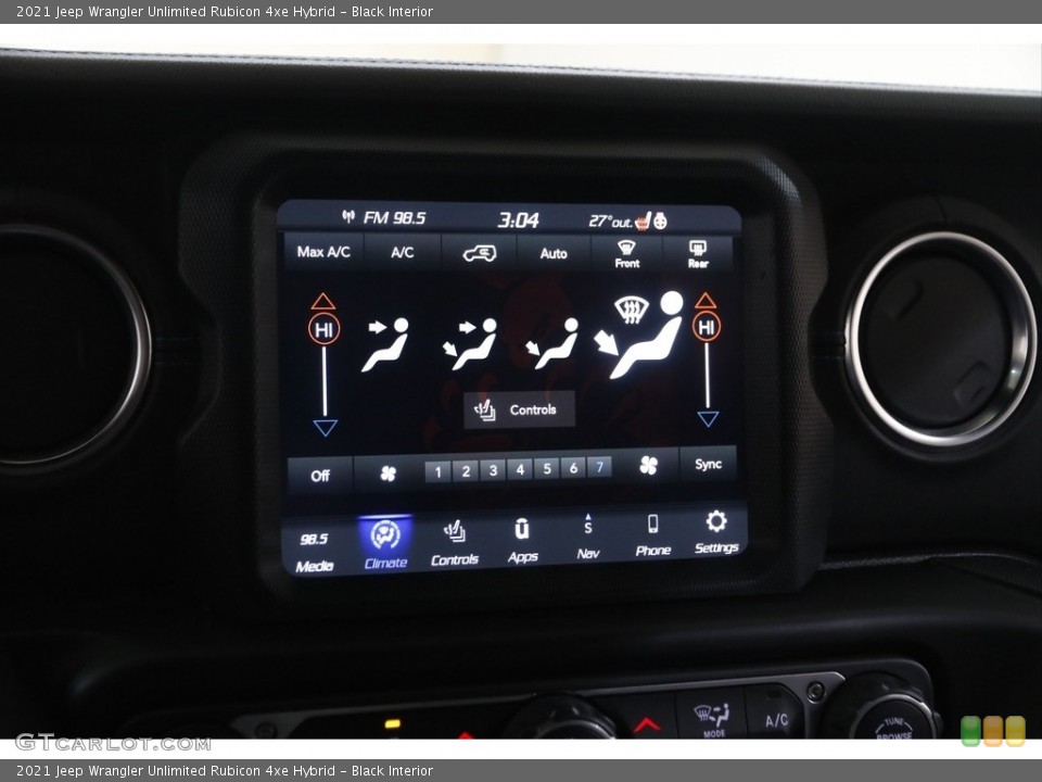 Black Interior Controls for the 2021 Jeep Wrangler Unlimited Rubicon 4xe Hybrid #145380969