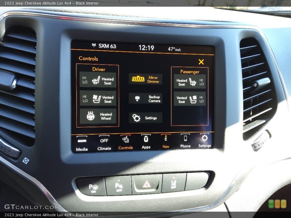 Black Interior Controls for the 2023 Jeep Cherokee Altitude Lux 4x4 #145383073