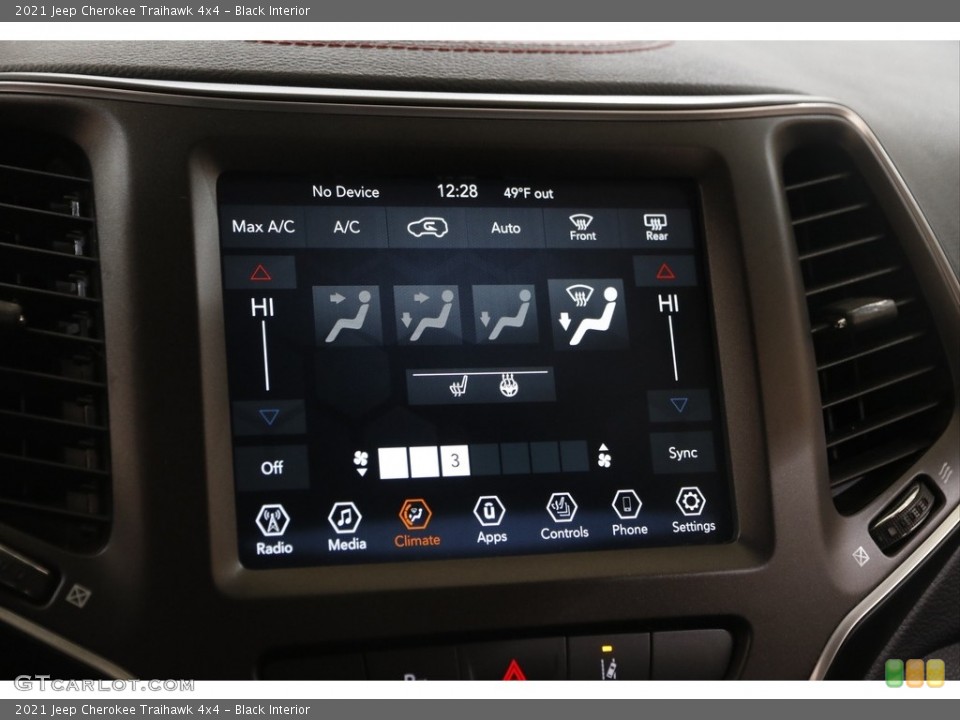 Black Interior Controls for the 2021 Jeep Cherokee Traihawk 4x4 #145392589