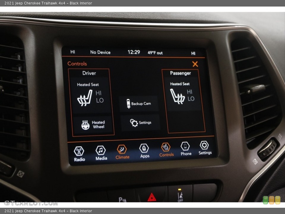 Black Interior Controls for the 2021 Jeep Cherokee Traihawk 4x4 #145392598