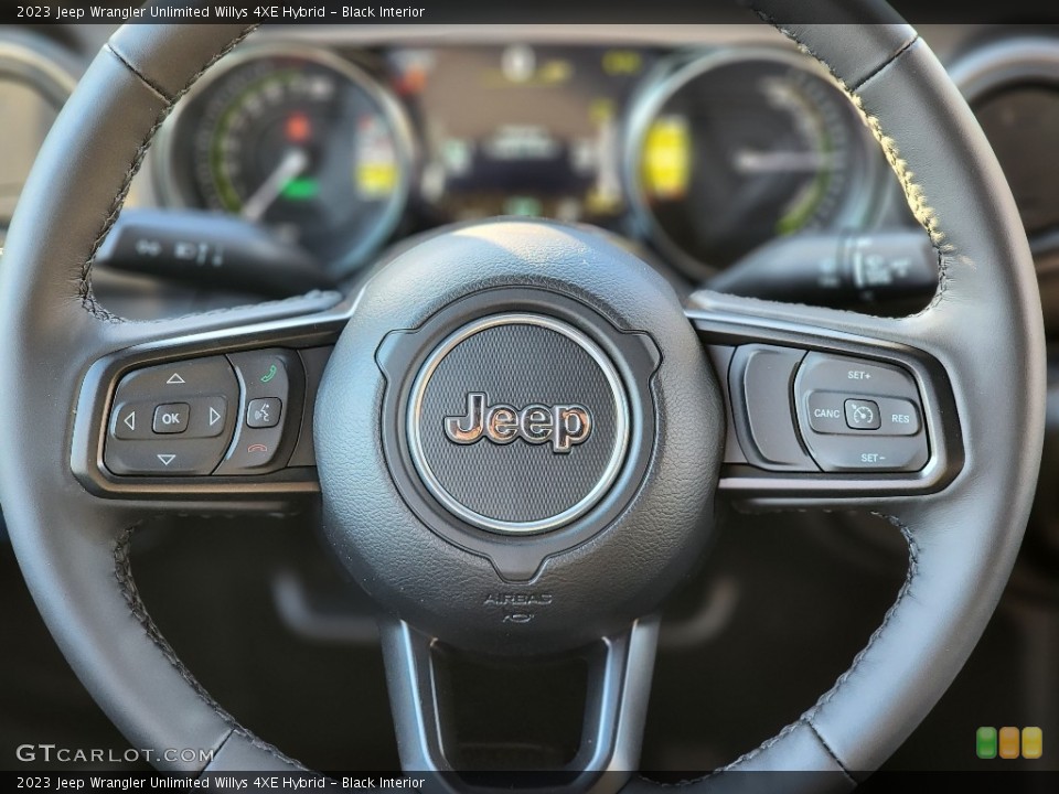Black Interior Steering Wheel for the 2023 Jeep Wrangler Unlimited Willys 4XE Hybrid #145400959