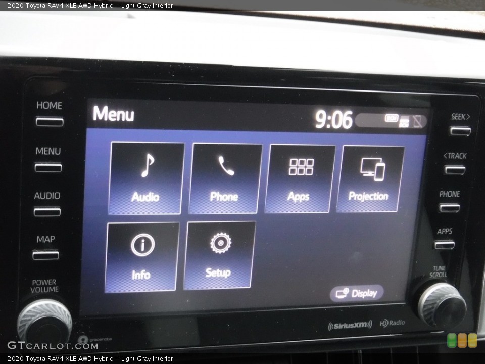 Light Gray Interior Controls for the 2020 Toyota RAV4 XLE AWD Hybrid #145415560
