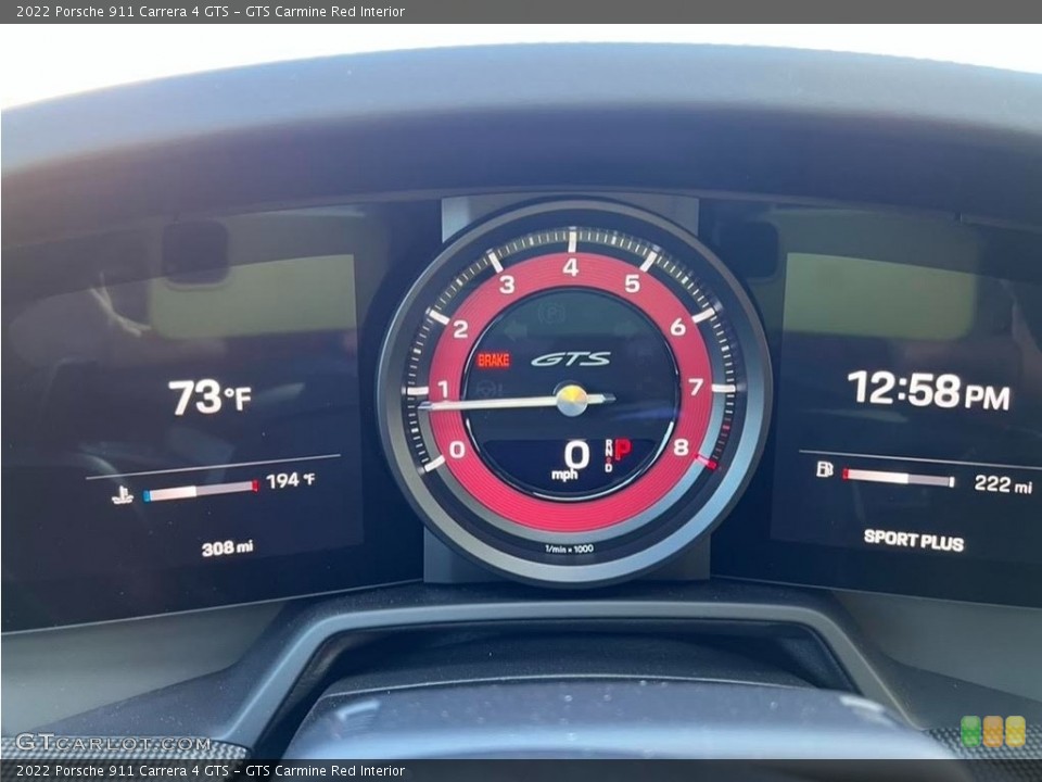 GTS Carmine Red Interior Gauges for the 2022 Porsche 911 Carrera 4 GTS #145425822