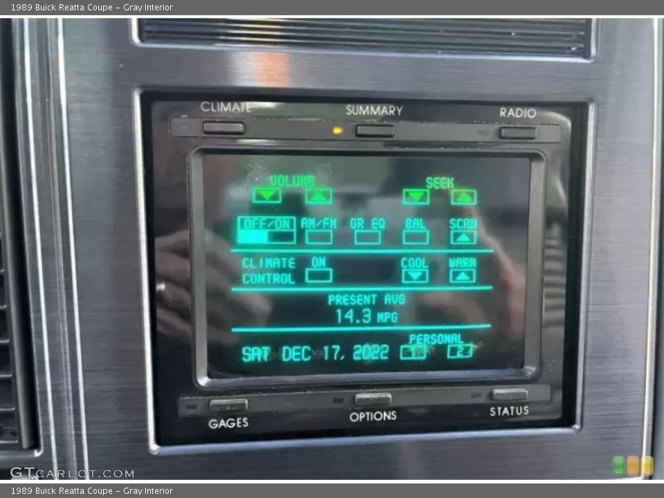 Gray Interior Controls for the 1989 Buick Reatta Coupe #145431285