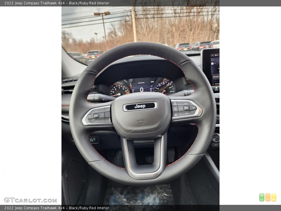 Black/Ruby Red Interior Steering Wheel for the 2022 Jeep Compass Trailhawk 4x4 #145432860