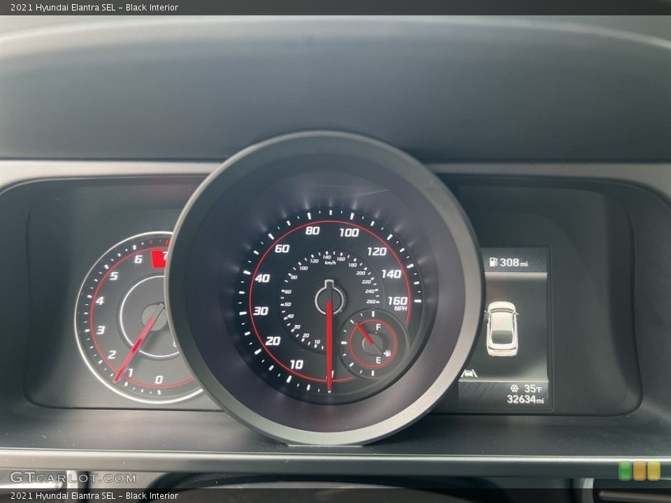 Black Interior Gauges for the 2021 Hyundai Elantra SEL #145452843