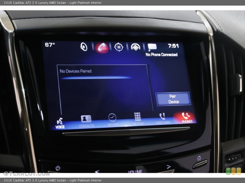 Light Platinum Interior Controls for the 2016 Cadillac ATS 3.6 Luxury AWD Sedan #145485216