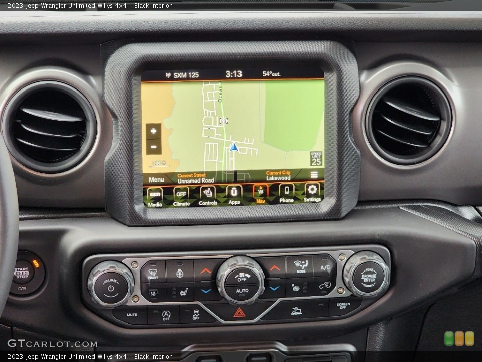 Black Interior Controls for the 2023 Jeep Wrangler Unlimited Willys 4x4 #145487706