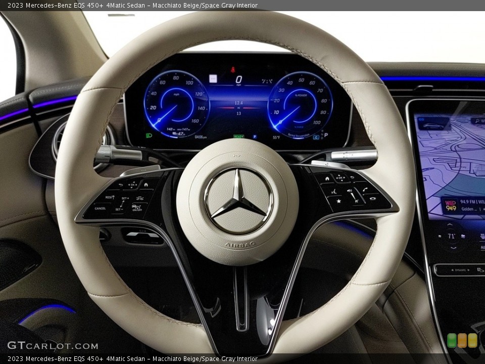 Macchiato Beige/Space Gray Interior Steering Wheel for the 2023 Mercedes-Benz EQS 450+ 4Matic Sedan #145500326