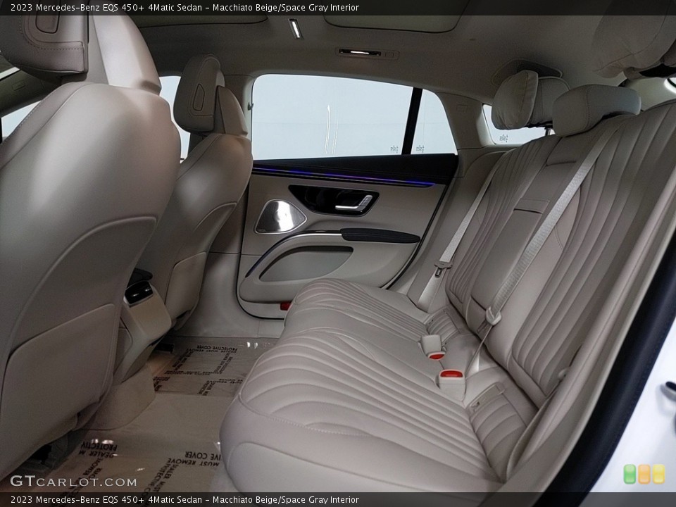 Macchiato Beige/Space Gray Interior Rear Seat for the 2023 Mercedes-Benz EQS 450+ 4Matic Sedan #145500376