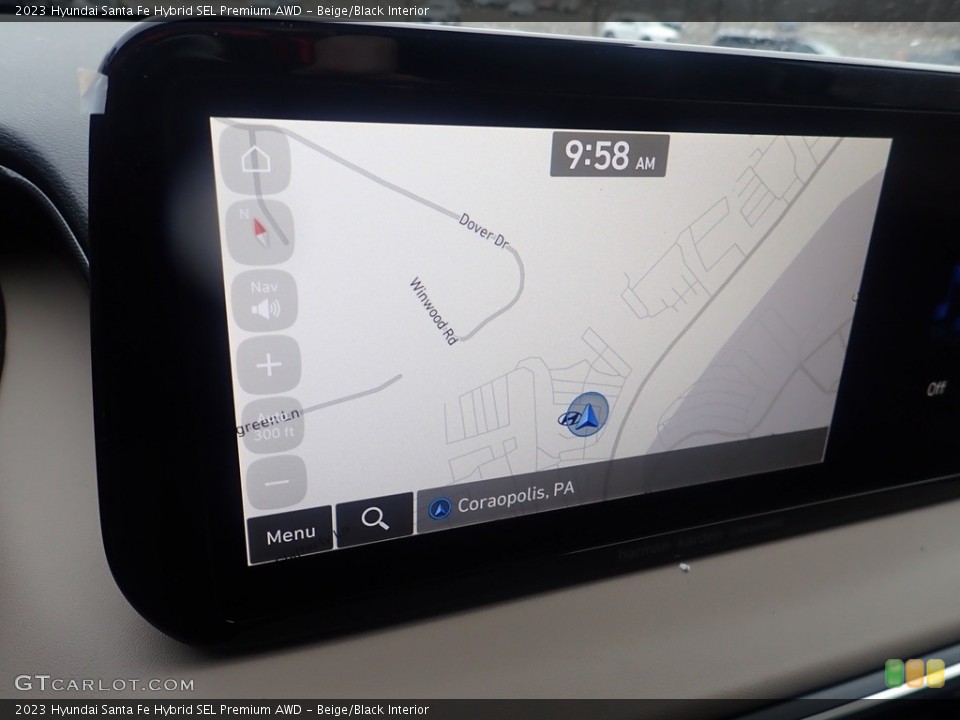 Beige/Black Interior Navigation for the 2023 Hyundai Santa Fe Hybrid SEL Premium AWD #145510749