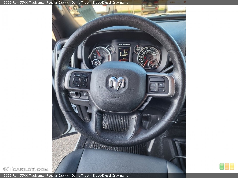 Black/Diesel Gray Interior Steering Wheel for the 2022 Ram 5500 Tradesman Regular Cab 4x4 Dump Truck #145512072