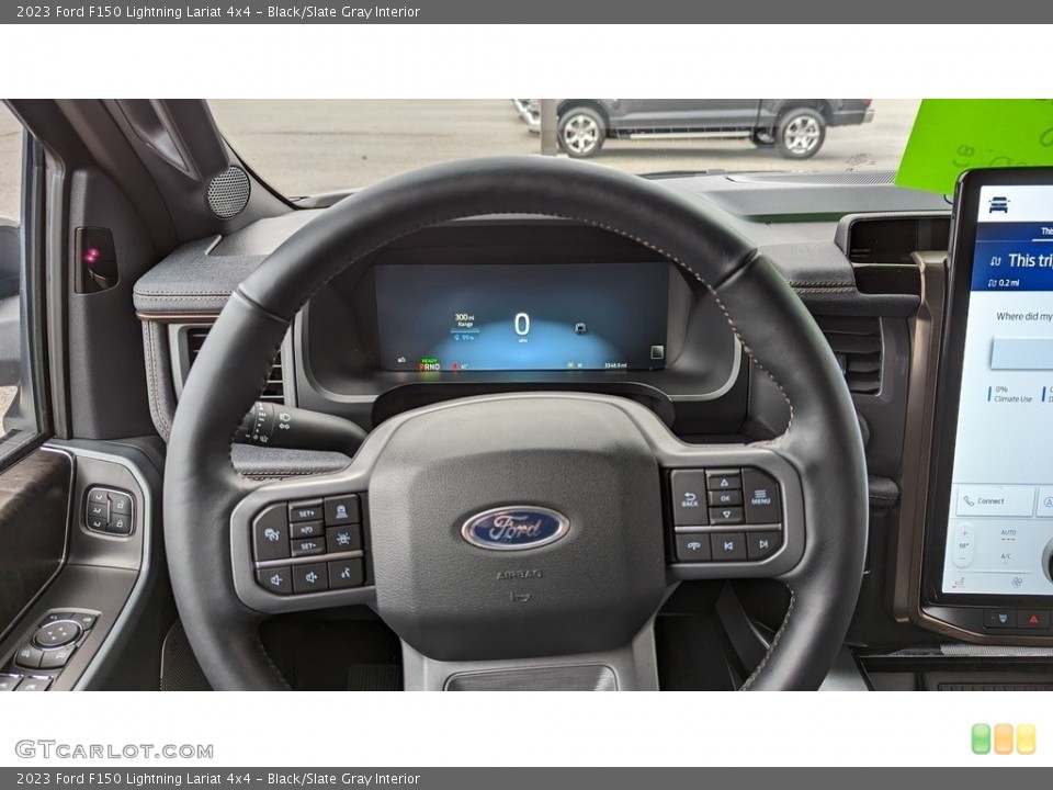 Black/Slate Gray Interior Steering Wheel for the 2023 Ford F150 Lightning Lariat 4x4 #145512198