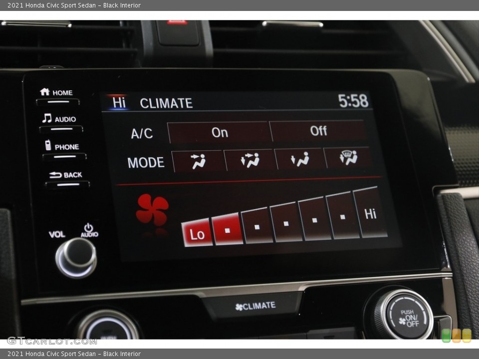 Black Interior Controls for the 2021 Honda Civic Sport Sedan #145524728