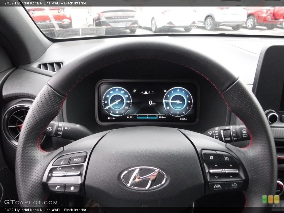 Black Interior Steering Wheel for the 2022 Hyundai Kona N Line AWD #145527203