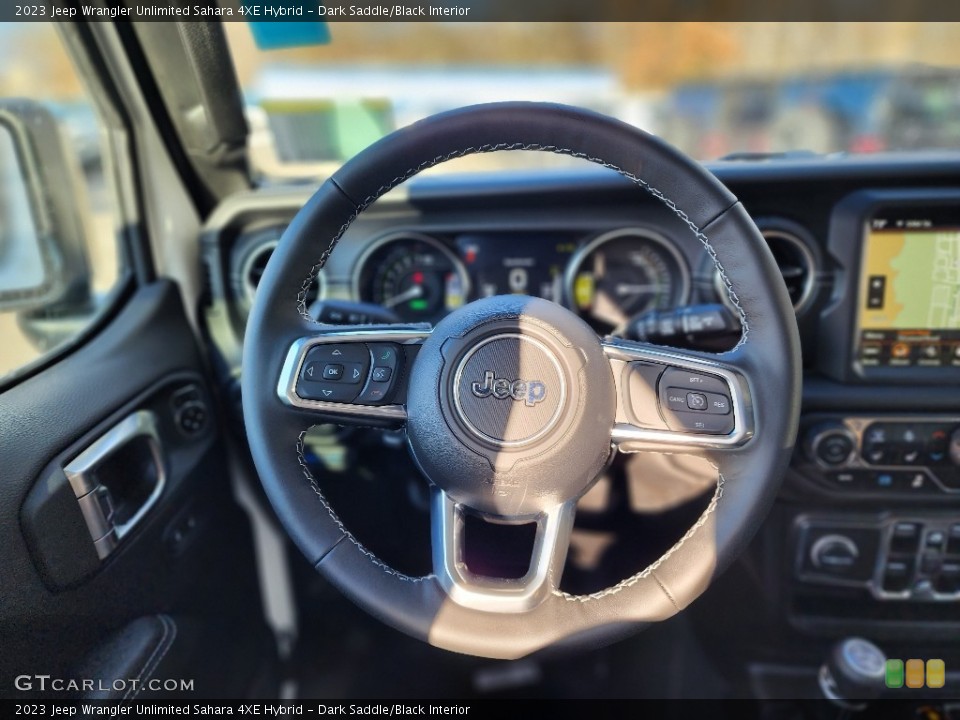 Dark Saddle/Black Interior Steering Wheel for the 2023 Jeep Wrangler Unlimited Sahara 4XE Hybrid #145541542