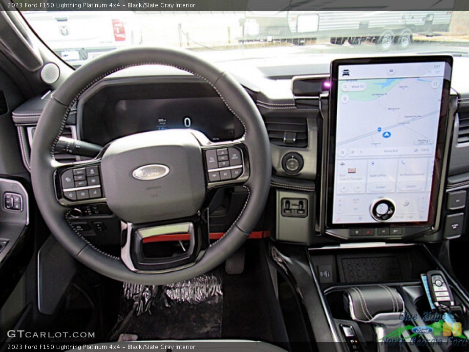 Black/Slate Gray Interior Steering Wheel for the 2023 Ford F150 Lightning Platinum 4x4 #145555387