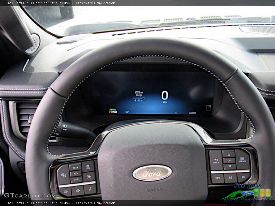 Black/Slate Gray Interior Steering Wheel for the 2023 Ford F150 Lightning Platinum 4x4 #145555429