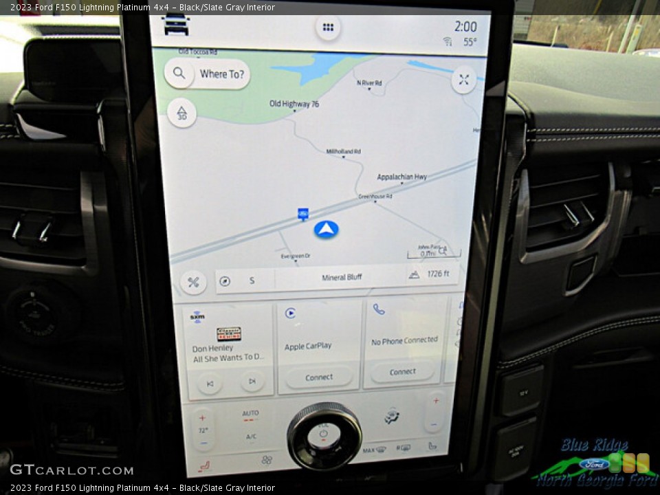 Black/Slate Gray Interior Navigation for the 2023 Ford F150 Lightning Platinum 4x4 #145555444