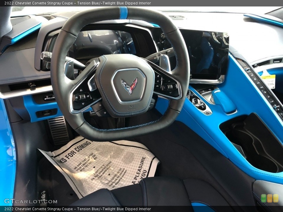 Tension Blue/­Twilight Blue Dipped Interior Steering Wheel for the 2022 Chevrolet Corvette Stingray Coupe #145583501