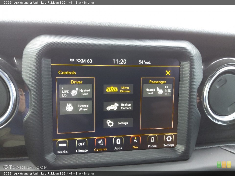 Black Interior Controls for the 2022 Jeep Wrangler Unlimited Rubicon 392 4x4 #145608234