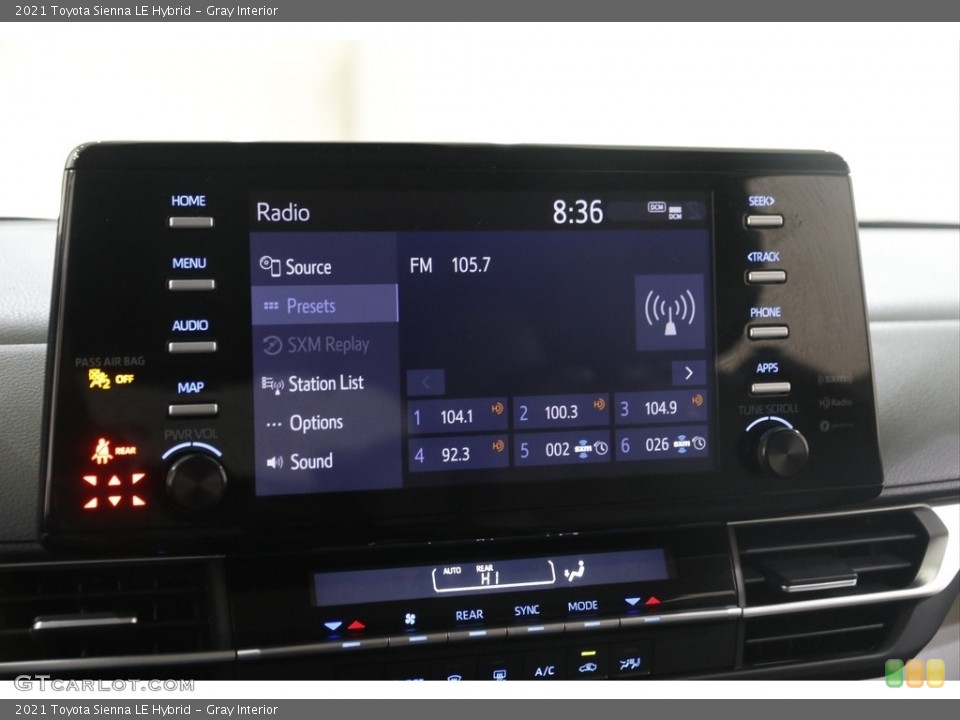Gray Interior Controls for the 2021 Toyota Sienna LE Hybrid #145615712