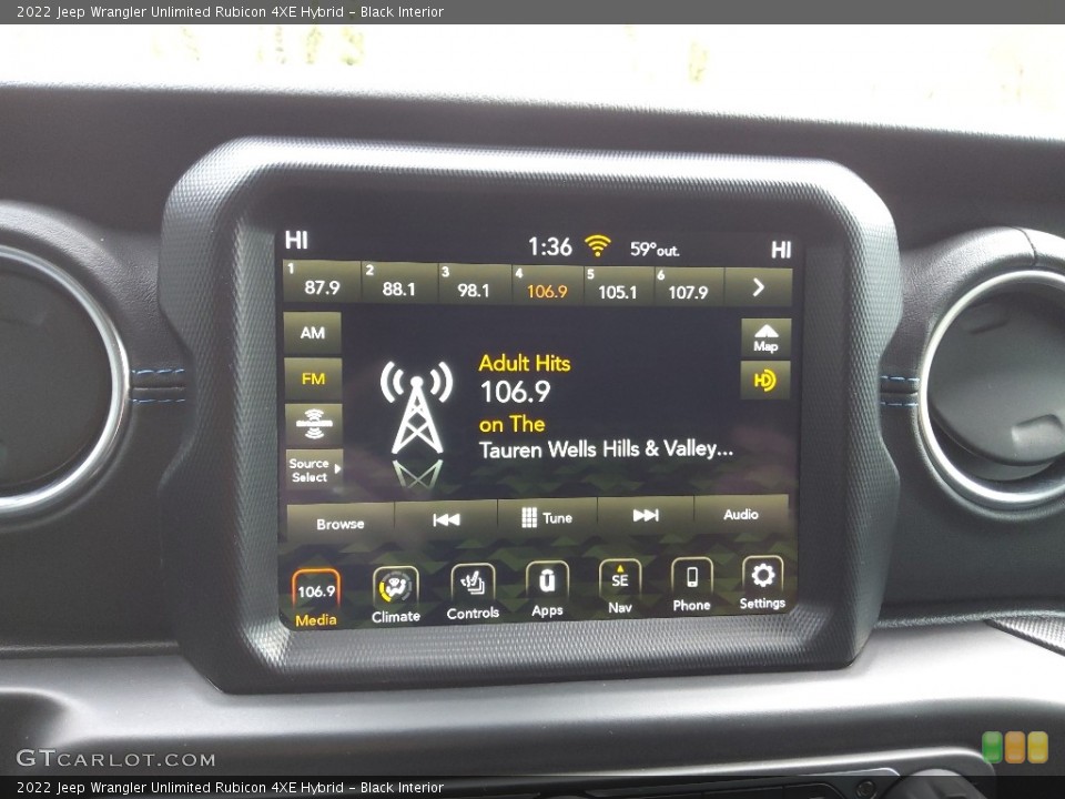 Black Interior Controls for the 2022 Jeep Wrangler Unlimited Rubicon 4XE Hybrid #145621197