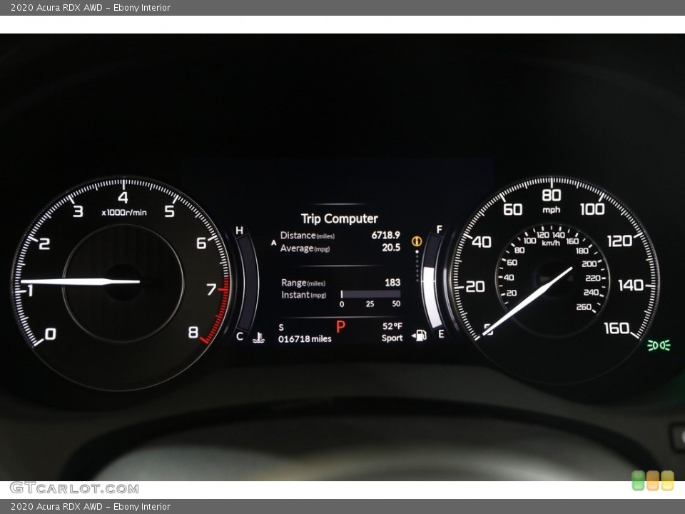 Ebony Interior Gauges for the 2020 Acura RDX AWD #145624430