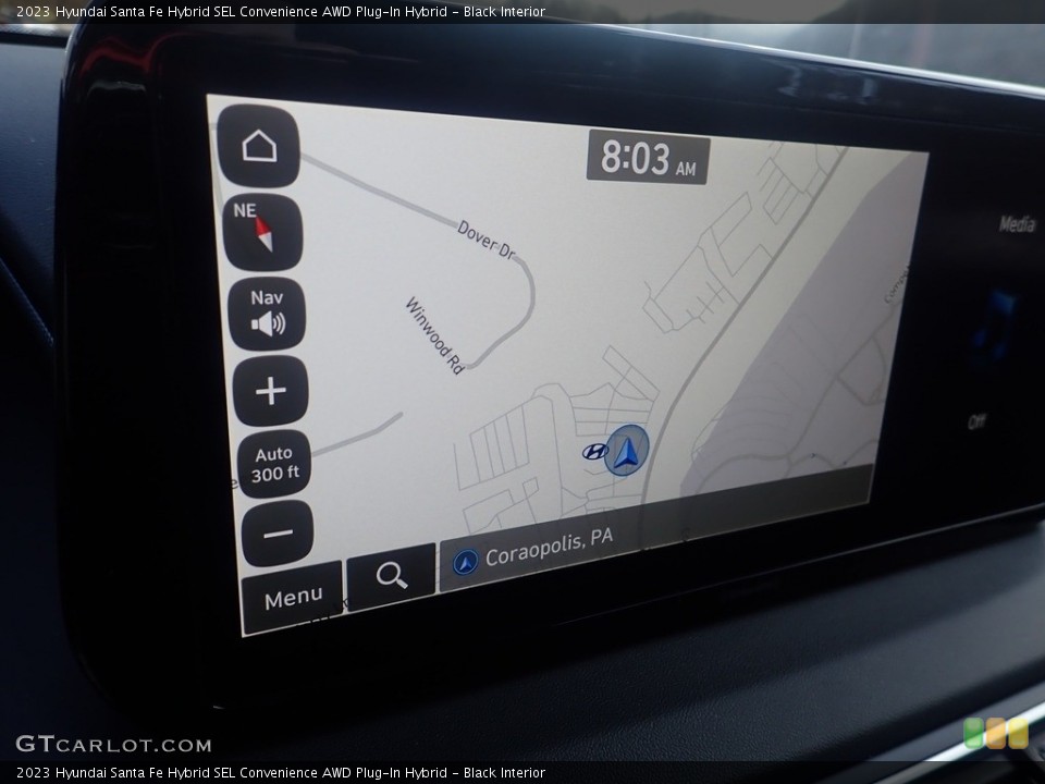 Black Interior Navigation for the 2023 Hyundai Santa Fe Hybrid SEL Convenience AWD Plug-In Hybrid #145624973