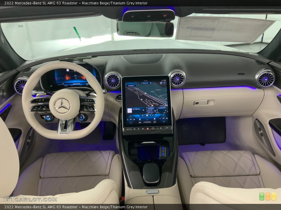 Macchiato Beige/Titanium Grey Interior Dashboard for the 2022 Mercedes-Benz SL AMG 63 Roadster #145653055