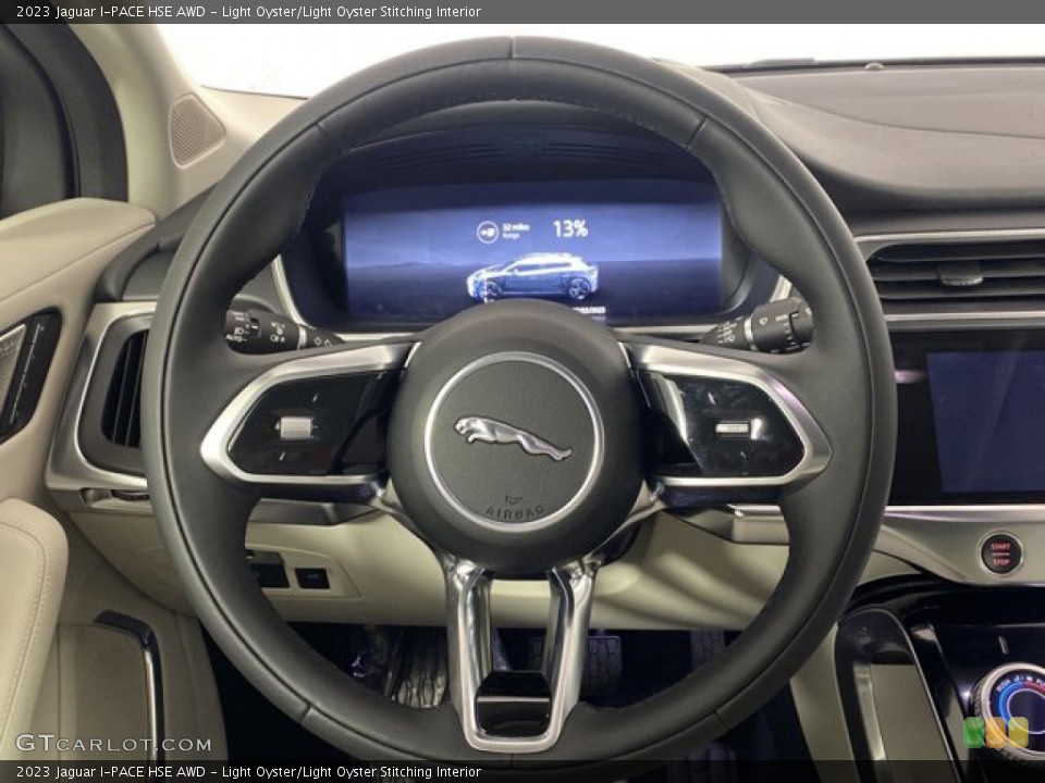 Light Oyster/Light Oyster Stitching Interior Steering Wheel for the 2023 Jaguar I-PACE HSE AWD #145658504