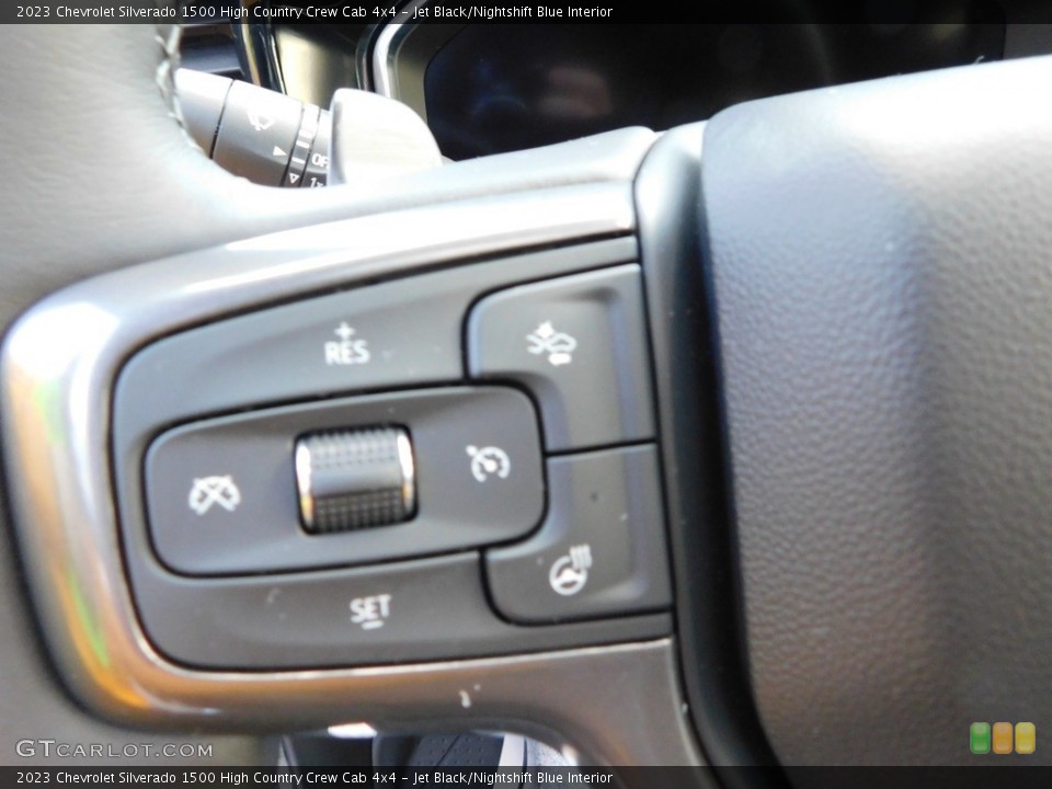 Jet Black/Nightshift Blue Interior Steering Wheel for the 2023 Chevrolet Silverado 1500 High Country Crew Cab 4x4 #145664340