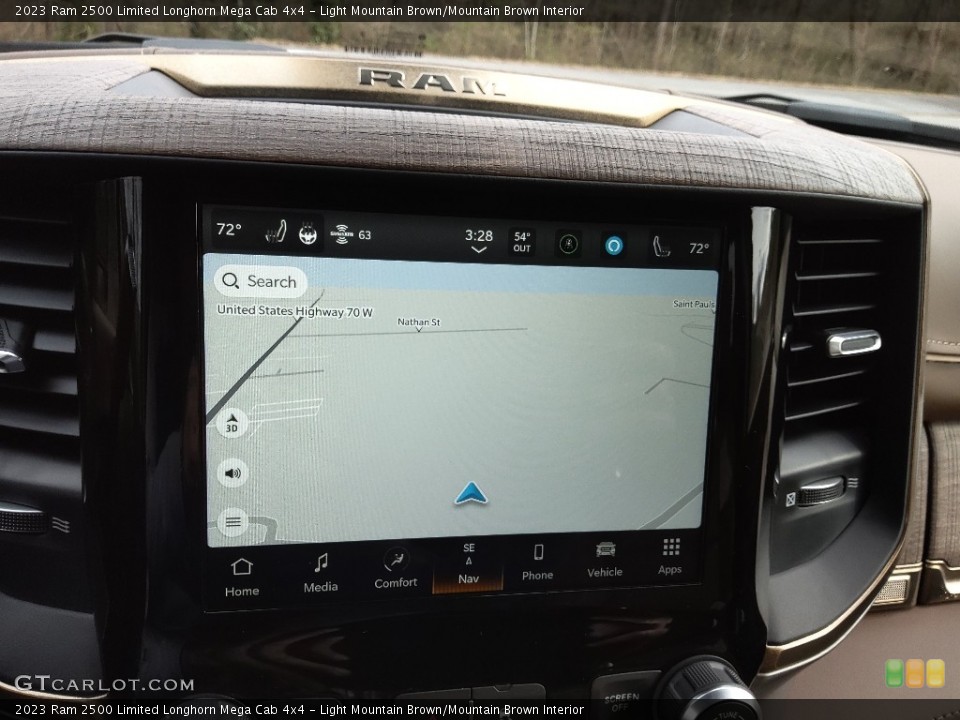 Light Mountain Brown/Mountain Brown Interior Navigation for the 2023 Ram 2500 Limited Longhorn Mega Cab 4x4 #145666047