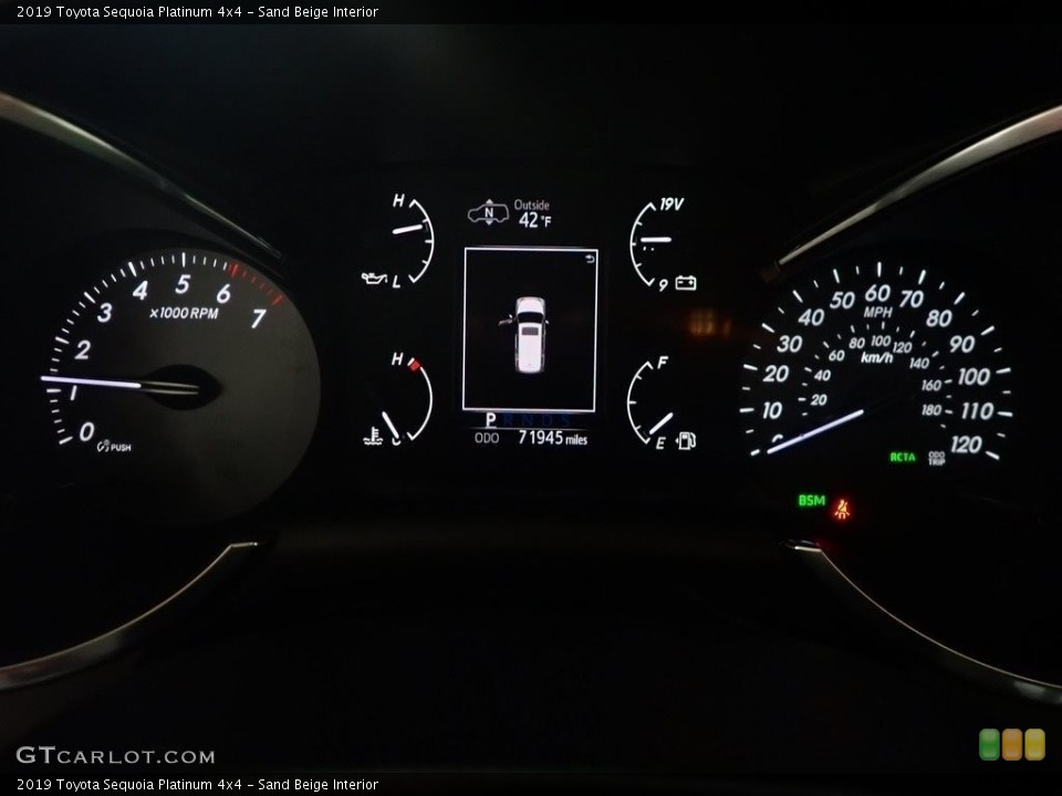Sand Beige Interior Gauges for the 2019 Toyota Sequoia Platinum 4x4 #145681141
