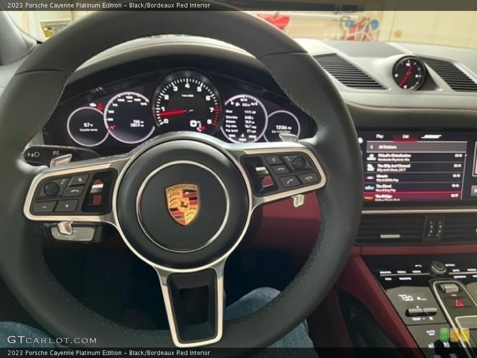 Black/Bordeaux Red Interior Steering Wheel for the 2023 Porsche Cayenne Platinum Edition #145691519
