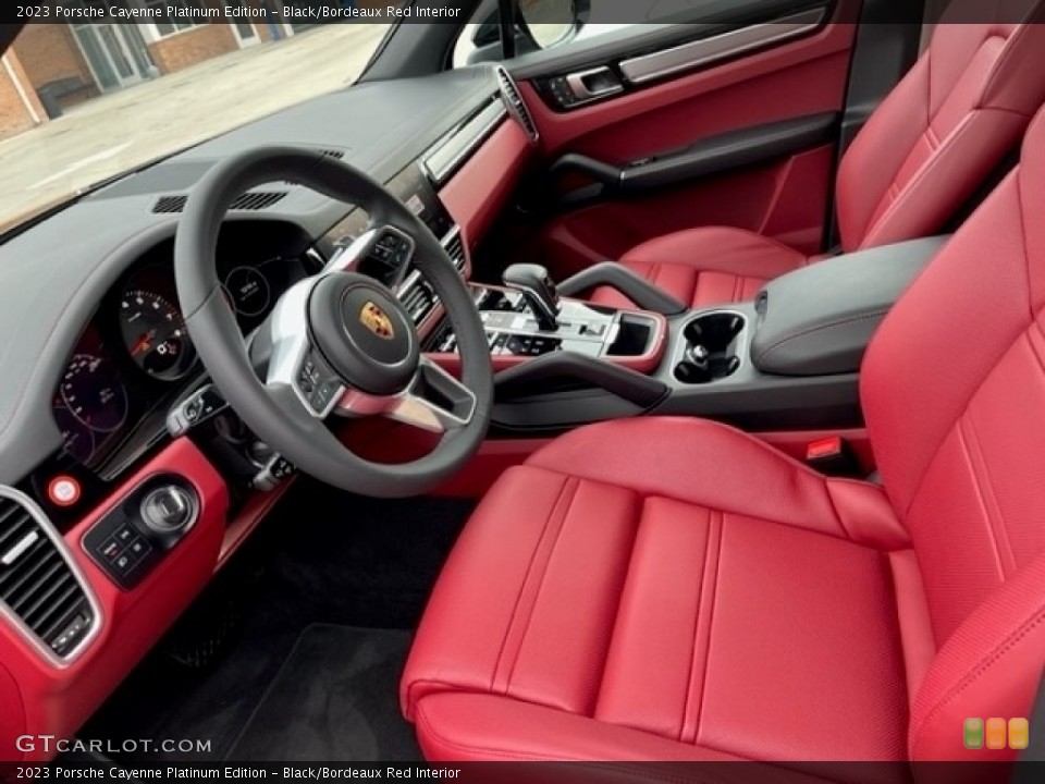 Black/Bordeaux Red Interior Photo for the 2023 Porsche Cayenne Platinum Edition #145691723