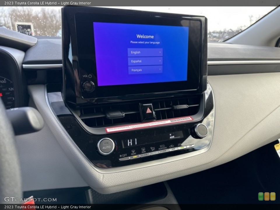 Light Gray Interior Controls for the 2023 Toyota Corolla LE Hybrid #145779857
