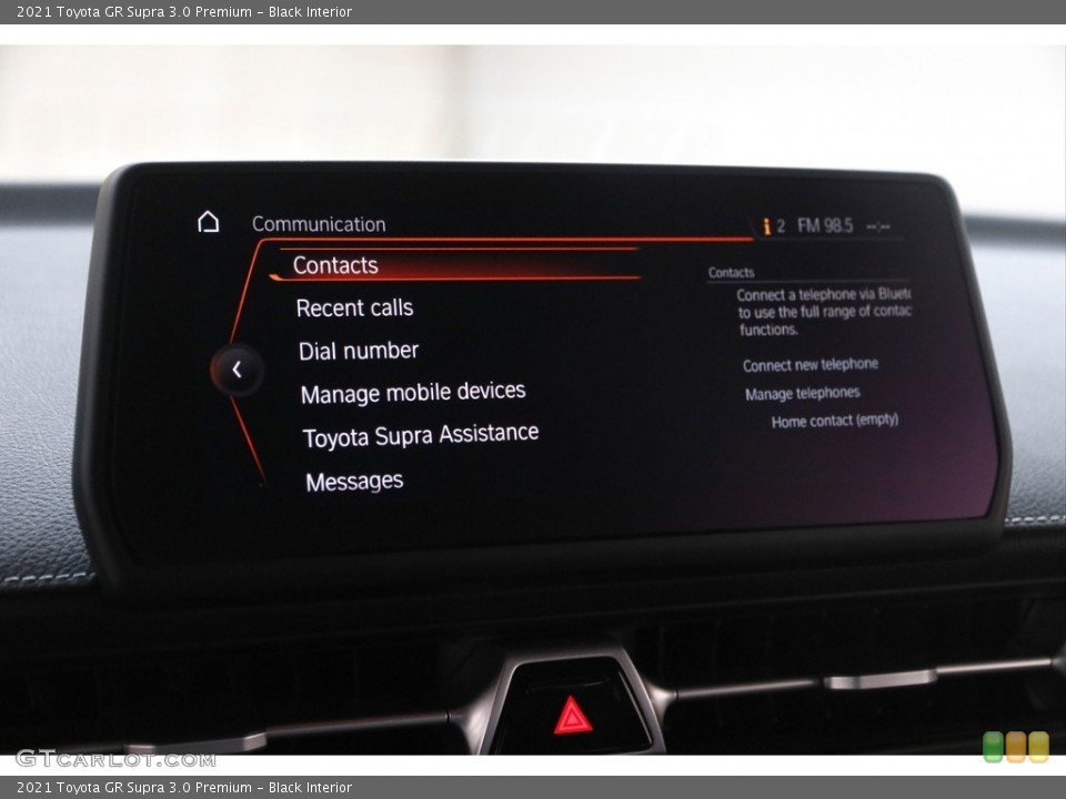 Black Interior Controls for the 2021 Toyota GR Supra 3.0 Premium #145791701