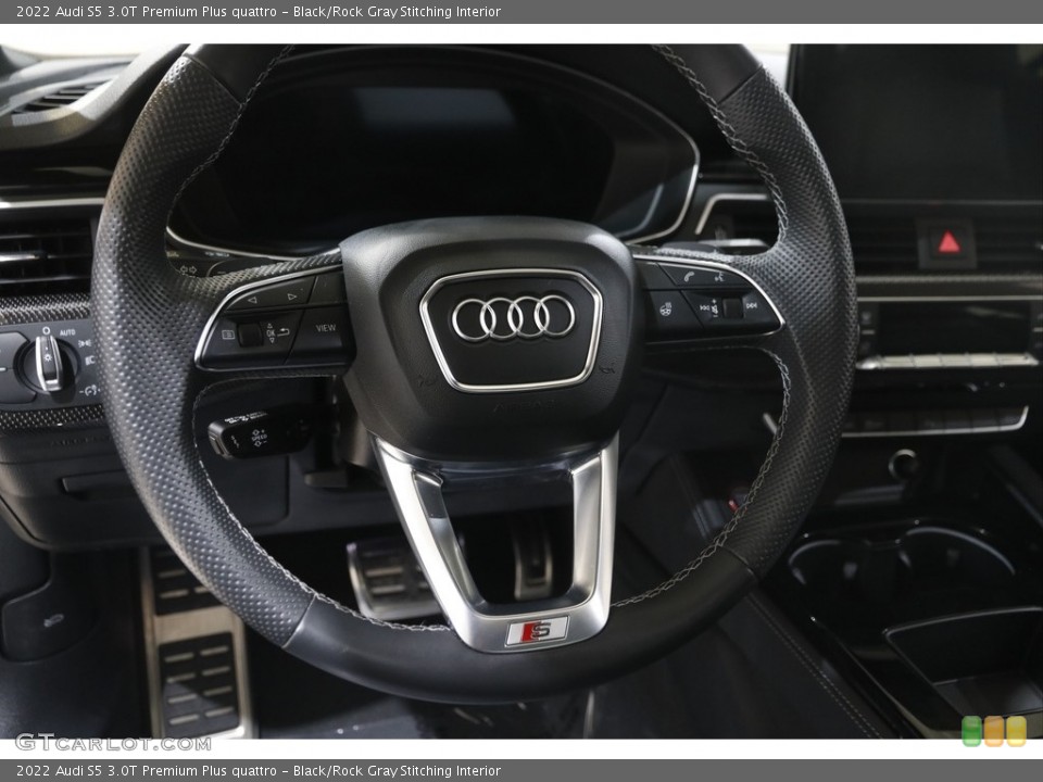 Black/Rock Gray Stitching Interior Steering Wheel for the 2022 Audi S5 3.0T Premium Plus quattro #145797712