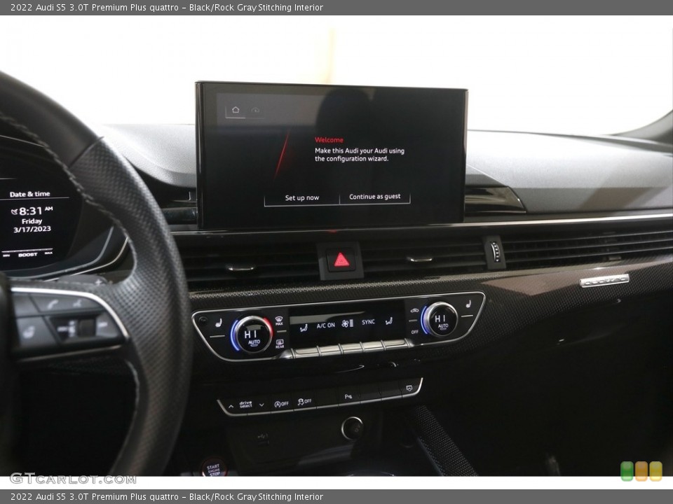 Black/Rock Gray Stitching Interior Controls for the 2022 Audi S5 3.0T Premium Plus quattro #145797736