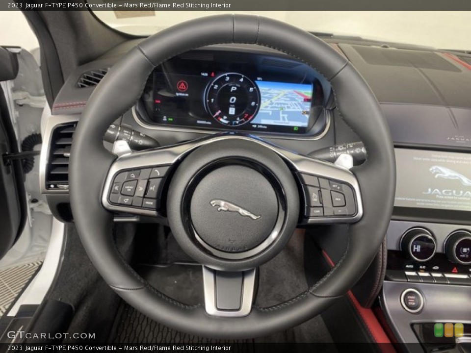 Mars Red/Flame Red Stitching Interior Steering Wheel for the 2023 Jaguar F-TYPE P450 Convertible #145814822