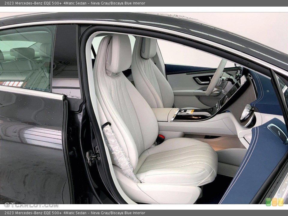 Neva Gray/Biscaya Blue Interior Front Seat for the 2023 Mercedes-Benz EQE 500+ 4Matic Sedan #145815410