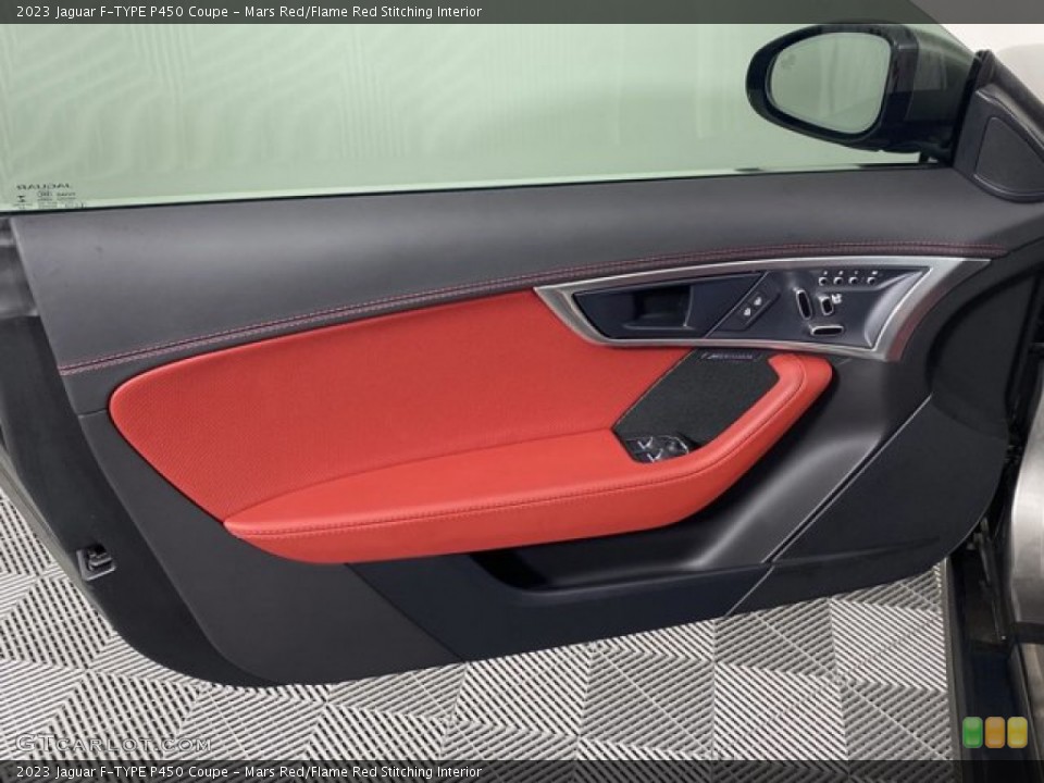 Mars Red/Flame Red Stitching Interior Door Panel for the 2023 Jaguar F-TYPE P450 Coupe #145815755