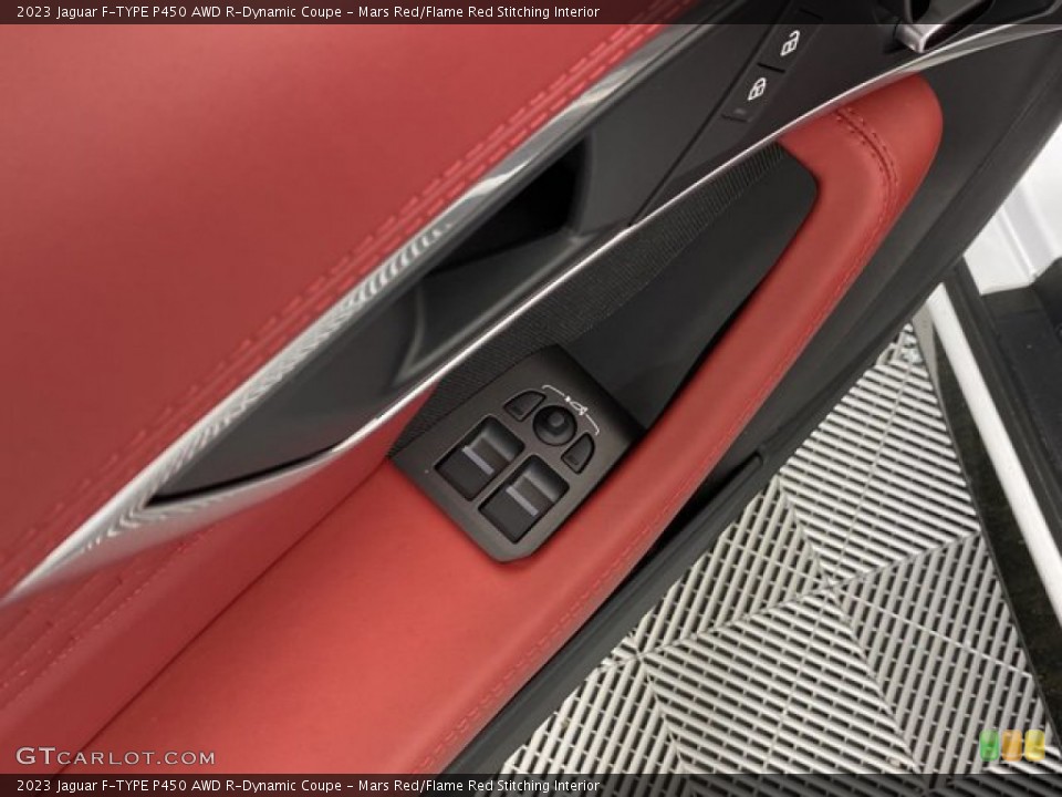 Mars Red/Flame Red Stitching Interior Door Panel for the 2023 Jaguar F-TYPE P450 AWD R-Dynamic Coupe #145816256