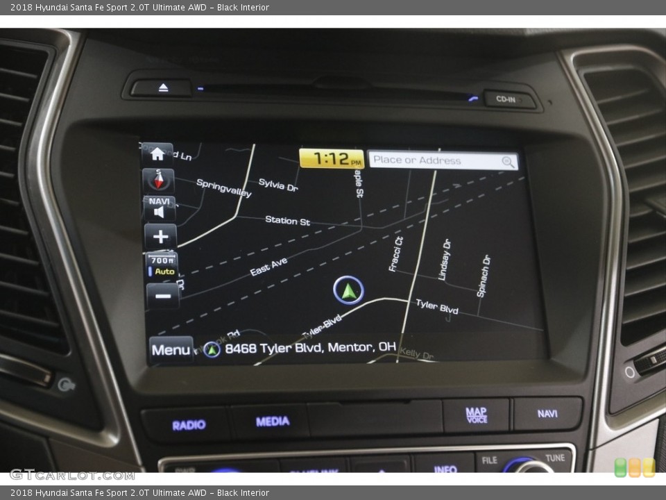 Black Interior Navigation for the 2018 Hyundai Santa Fe Sport 2.0T Ultimate AWD #145827981