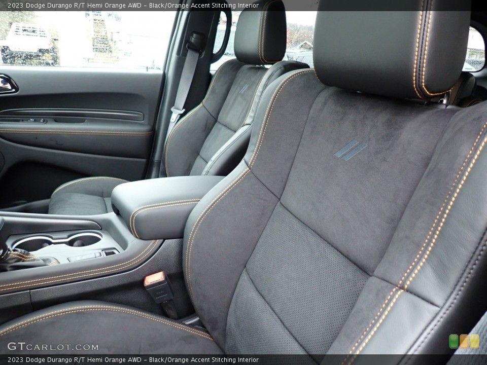 Black/Orange Accent Stitching Interior Front Seat for the 2023 Dodge Durango R/T Hemi Orange AWD #145837068