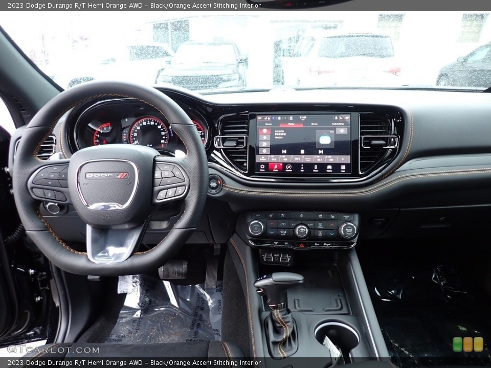 Black/Orange Accent Stitching Interior Dashboard for the 2023 Dodge Durango R/T Hemi Orange AWD #145837119