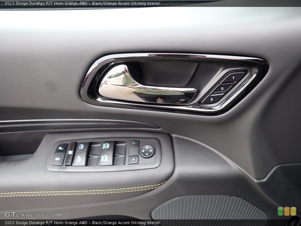 Black/Orange Accent Stitching Interior Door Panel for the 2023 Dodge Durango R/T Hemi Orange AWD #145837170